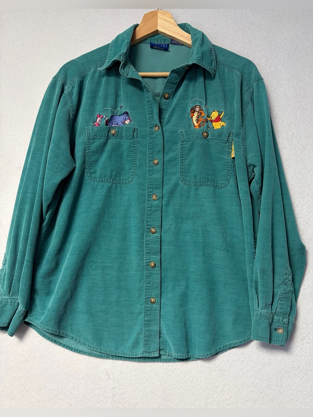 Vintage 90’s Disney Store Winnie the Pooh Embroidered Corduroy Button-Up Shirt